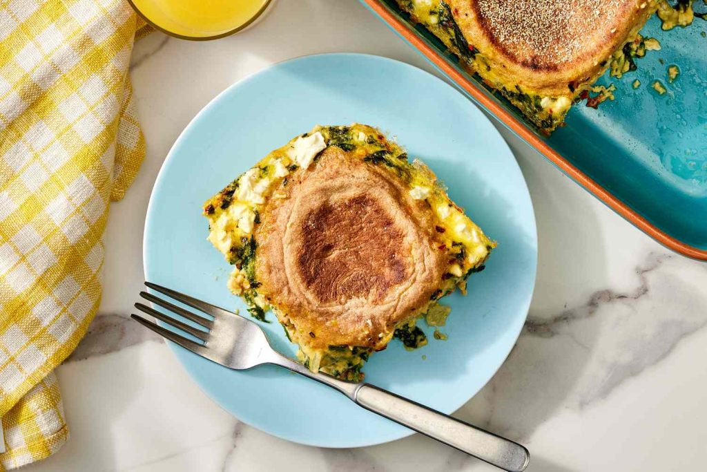Spinach & Feta English Muffin Breakfast Casserole Is the Perfect Dish to Feed a Crowd